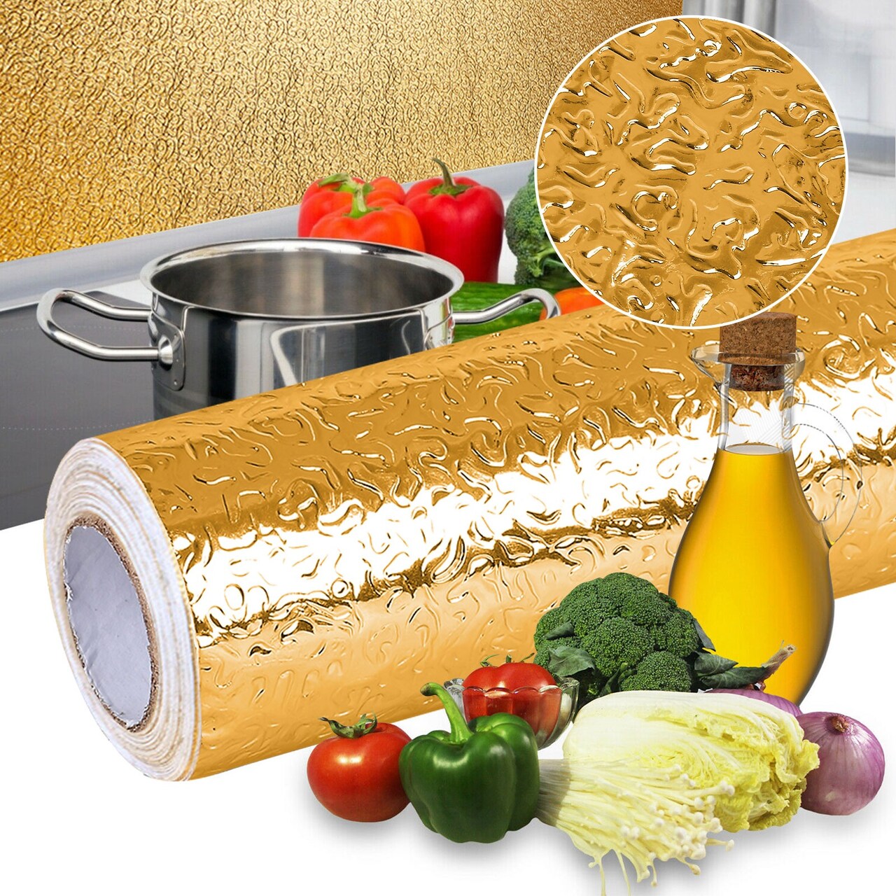 Self-Adhesive Waterproof Oil-Proof Aluminum Foil Kitchen Wall Film